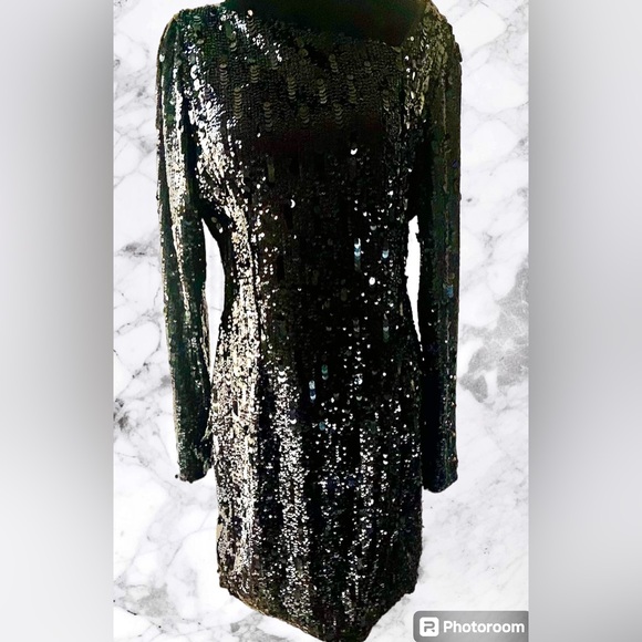 VIVIENNE HU Shift Sequence Dress Black Size 8 - Picture 2 of 11